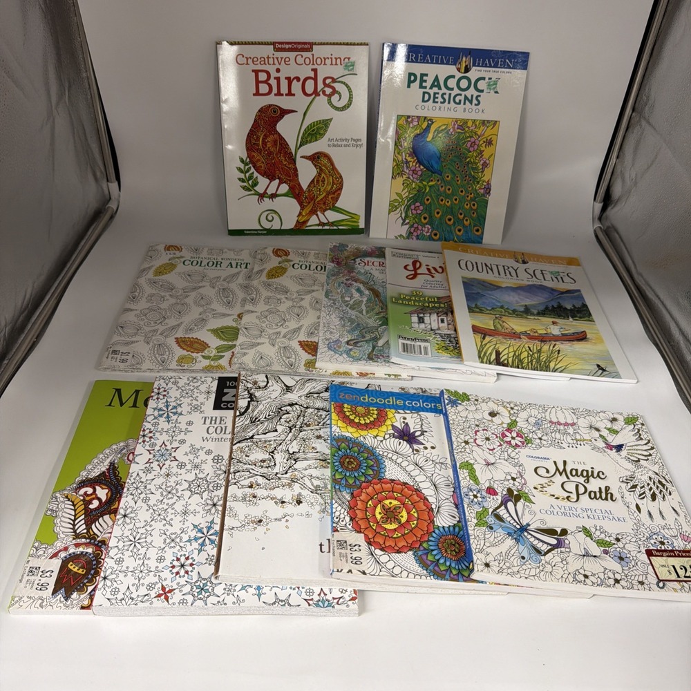 12 collection of adult coloring books
